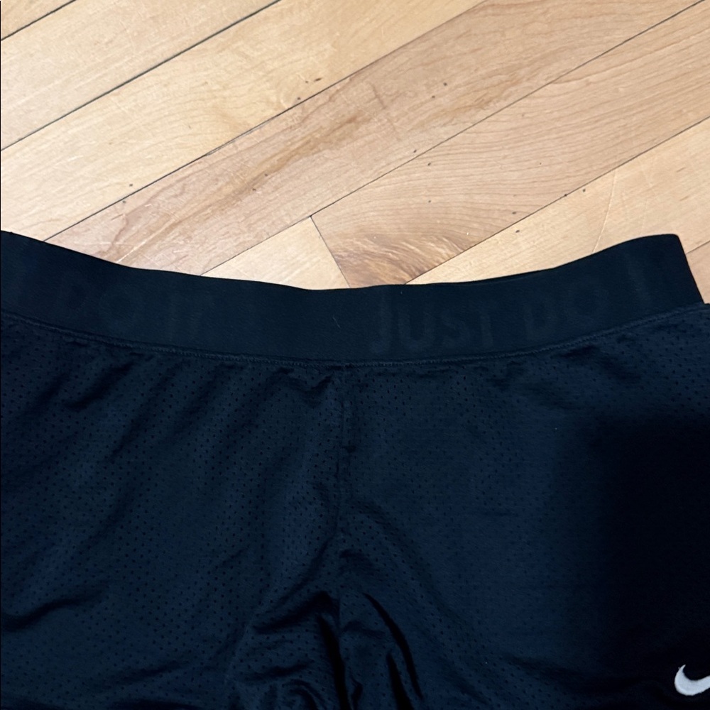 Nike Black Women's Athletic Shorts with White Swoosh - Picture 3 of 7